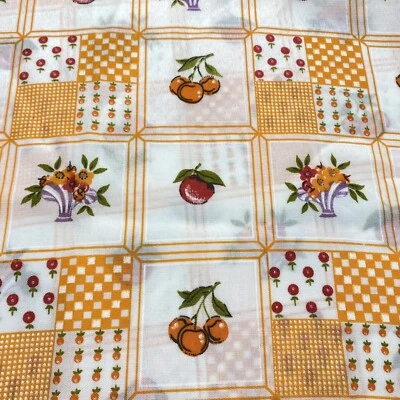 Tela ligera vintage naranja fruta cerezas mezcla algodón transparente 44x68 Foto 1 de 4