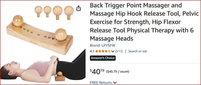 Back Trigger Point Massager and Massage Hip Hook Release.  $41 if new. - Image 1 of 4