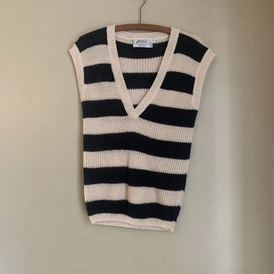 VTG 80s 70s Joyce Sportswear Sweater Vest Stripe Coquette Sleeveless Knit Preppy - Image 1 of 4