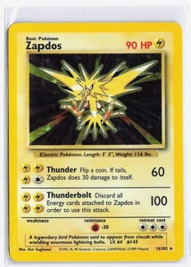 Pokemon Holo Rare Base Set 1999 Zapdos Karte 16/102 Unlimited Edition - Bild 1 von 2