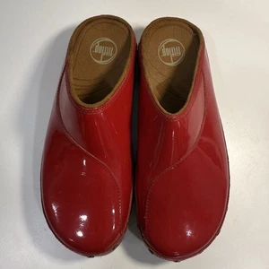 Fitflop Gogh Pantoletten rot Lackleder Clogs Komfortschuhe Nieten Größe US 9 - Bild 1 von 15