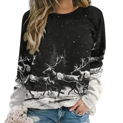 ZOCAVIA Moose Forest Sweatshirt Women - Image 1 of 4