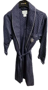 Vintage Ashley Taylor Damen M blau Micro Star Schneeflocke bestickt Morgenmantel. NOS. - Bild 1 von 9