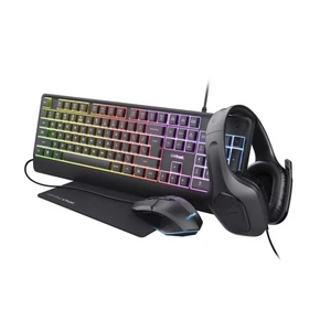 Trust GXT 792 Quadrox Wired USB QWERTY RGB LED Black Mouse included - Picture 1 of 1