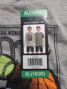 Adidas Youth 2-Pack Tee, Size XLarge (18/20), Short Sleeve, Grey and Green, New - Picture 1 of 5