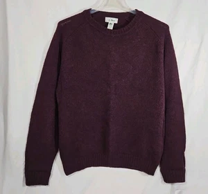 LL Bean Wool Sweater Mens Medium Crew Neck Lg Sleeve Pullover Knit Purple Maroon - Picture 1 of 7