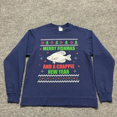 Новый год толстовка мужская Merry Fishmas and a Crappie размер M синий пуловер - Изображение 1 из 4