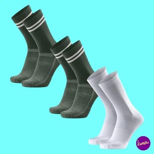 DANISH ENDURANCE Unisex Performance Cycling Socks 3-Pack, Olive/Stripes, UK 9–12 - Picture 1 of 5