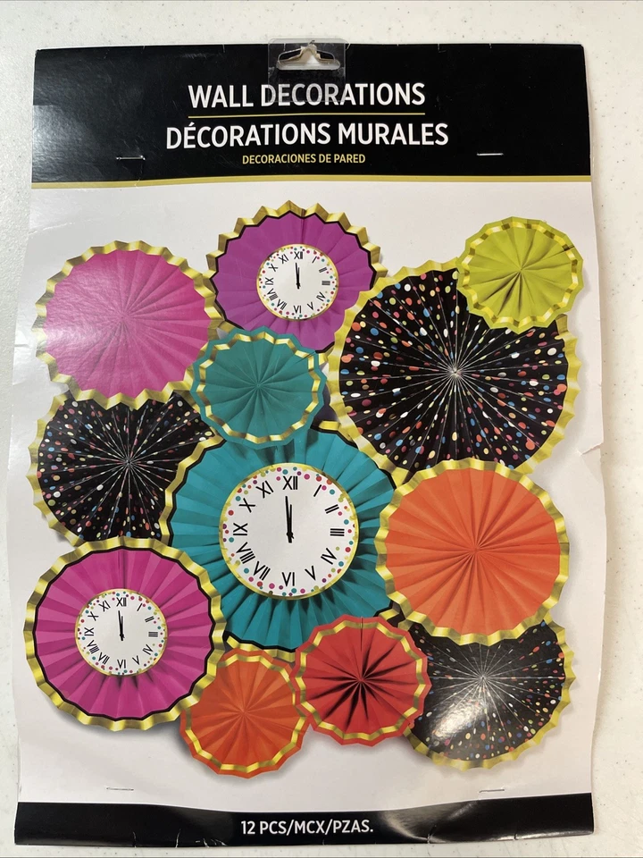 New Year Eve Party Supplies Hanging Paper Fans Wall Decor - Image 1 of 2