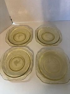 Depression Glas •Madrid• Brot & Butter Bernstein Teller 6" Vintage 4er Set - Bild 1 von 4