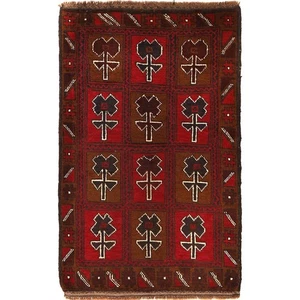 Vintage Afghan Baluchi Persian Area Rug 3x5 ft Hand Knotted Oriental Wool Carpet - Picture 1 of 8