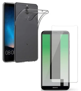 For HUAWEI MATE 10 TEMPERED GLASS SCREEN PROTECTOR + CLEAR SILICONE TPU GEL CASE - Picture 1 of 12