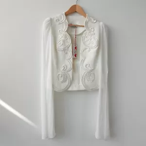 Weißer Damen Cropped Blazer kleiner italienischer Bolero formeller Schlitzärmel GAI MATTIOLO - Bild 1 von 21