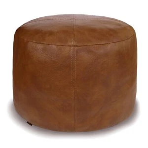 Unstuffed Faux Leather Pouf Cover, Handmade Footstool Ottoman Storage Solutio... - Picture 1 of 7