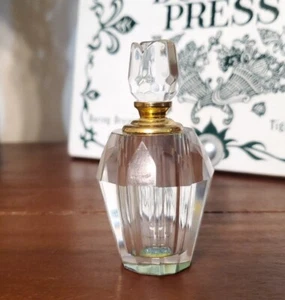 Small Crystal Faceted Perfume Bottle - Cut Lead Crystal Rose Shaped Top - Picture 1 of 5