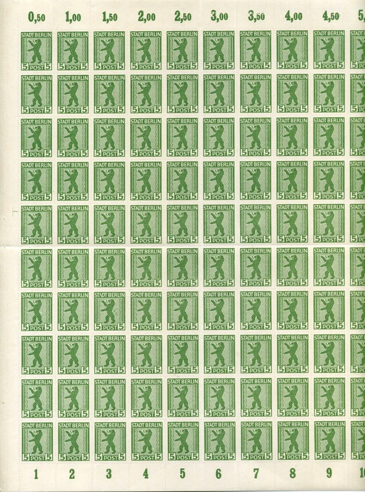 Stamp Germany Mi N°1 Berlin & Brandenburg-Sheet -5 Pf-1945 MNH Soviet Occupation - Image 1 of 4