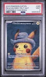 POKEMON PSA 9 PIKACHU X VAN GOGH MUSEUM WITH GREY FELT HAT #85 Same Day USA Ship - Picture 1 of 15