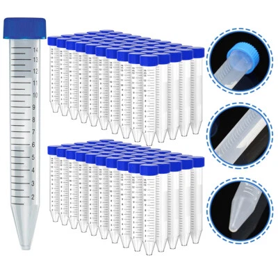 15mL Centrifuge Tube with Blue Flat Top Screw Cap,Conical,Sterile,PP Test Tubes - Image 1 of 4