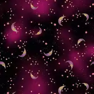 Celestial Magic Laurel Burch Stars Sleeping Moon Plum w Gold Fabric FQ - 1/4 YD - Picture 1 of 8