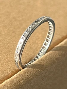 Diamond Eternity Band Ring .56 ctw 14K White Gold Size 5.5 2 diamonds missing - Picture 1 of 9