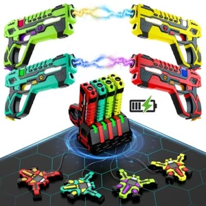 Rechargeable Laser Tag Guns Set 4 Player Packs with Vests Outdoor Toys for Kids - Picture 1 of 9