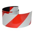 FLURO Magnetic Reflective Tape 1M x 50mm x 0.8mm Hi-Vis Red and White Stripe