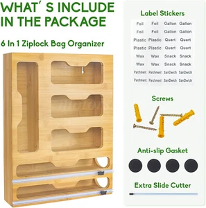 Storage Organizer Storage Bag Bamboo Ziplock Bag/Kitchen Bag Dispenser forDrawer - Picture 1 of 13