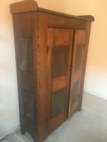 Antique Pie Safe Cabinet with Punched Tin Cover