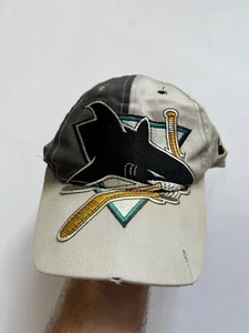 Vintage 90s San Jose Sharks Snapback Hat Cap NHL Over Print One Size Adult - Picture 1 of 11