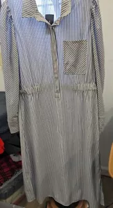 Alfani Crimson Blue Sloand STRI, V-Neck 3/4 Sleeve Core Shirt Dress NWT, Sz L - Picture 1 of 9