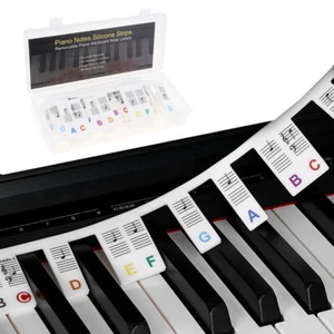 88 Keys Piano Note Colorful Marker Silicone Strips Free Paste No Glue Overlay - Picture 1 of 11