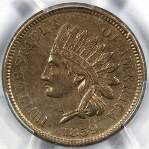 1859 1c Indian Head Cent PCGS AU 53 - Picture 1 of 5