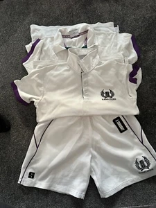 harrodian school Uniform PE Bundle  ,Polo T Shirts and shorts Size Small White - Picture 1 of 21