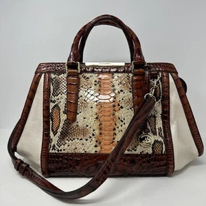 Brahmin Arden Satchel/Shoulder Bag Melon Fisher-Cream/Pecan/Multi. Tri-Texture - Picture 1 of 6