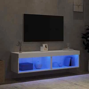 2pcs RGB LED Lights Wall TV Cabinet Entertainment Unit Table Stand Storage Shelf - Picture 1 of 11