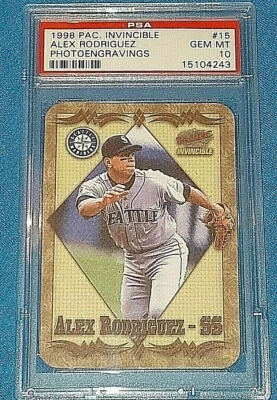ALEX RODRIGUEZ 1998 PACIFIC INVINCIBLE 15 DIE-CUT PHOTOENGRAVINGS PSA 10 🔥RARE  - Image 1 of 2