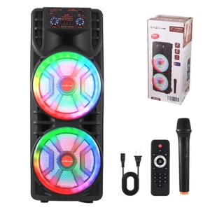Portable Dual 12" Bluetooth Party Speaker W/Mic Remoter/AUX/USB/TF/LED Light - Bild 1 von 11