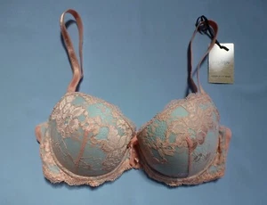 Pour Moi Amour 32D Padded Balconette Bra - SOFT PINK/MINT - underwire, plunge - Picture 1 of 15