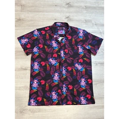 Retrofit Tropics Floral Button Up Hawaiian Shirt Short Sleeve Colorful XL - Image 1 of 4
