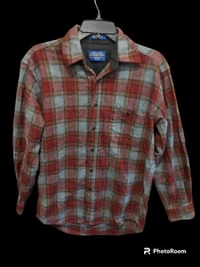 Pendleton Trail Shirt Men Small Plaid Virgin Wool Elbow Patch Outdoors Mexico Md - Picture 1 of 4