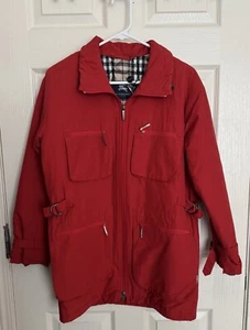 Burberry London Quilted Red Jacket Coat Sz XS Check Pattern Fully Lined - Picture 1 of 24