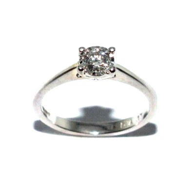 Mujer 9ct Oro Blanco Set de Anillo Compromiso con Un Diamante Talla UK K 1/2 - Imagen 1 de 4