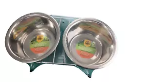 Elevated Double Premium Stainless Steel Pet Bowls - Indoor/Outdoor - Picture 1 of 1