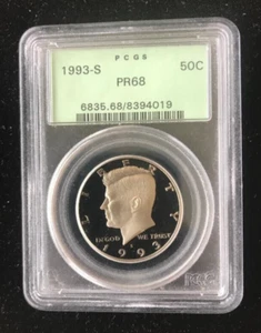 1993-S Kennedy Half Dollar ~ PCGS PR-68 ~ Proof Strike ~Blue Label ~Older Holder - Imagen 1 de 6