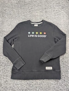 Life Is Good Sweater Adult Medium Black Stay True Crewneck Sweatshirt Star Men - Picture 1 of 6