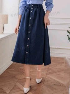 Dazy Denim Skirt, A Line Midi Denim Skirt, Button Front Long Skirt, Sz. Medium - Picture 1 of 4