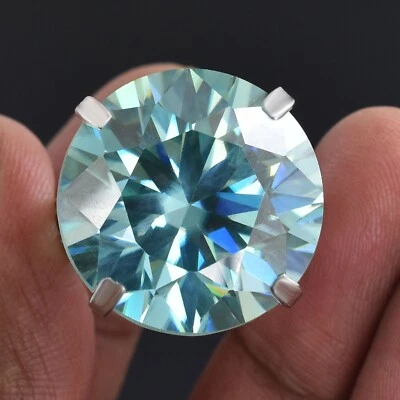 ENORME ANILLO SOLITARIO DE DIAMANTES AZULES CORTE REDONDO CERTIFICADO PLATA 45,00 quilates-925 Foto 1 de 4