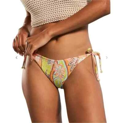 Calcinha de biquíni Roxy floraldélica, bata floral gravata lateral natação GG nova com etiquetas - Imagem 1 de 4