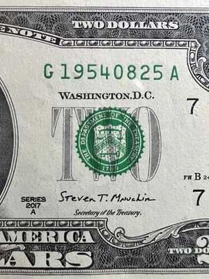 August 25, 1954 (G 19540825 A) BIRTHDAY Note $2 Two Dollar Bill *UNC* - Image 1 of 3