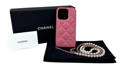 Chanel Matelasse Funda Teléfono ROSA Cadena Hombro Bandolera iPhone 14pro Foto 1 de 4